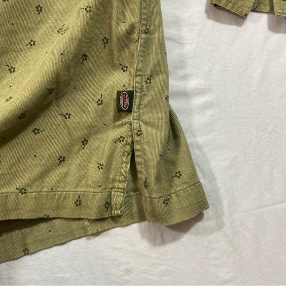 Route 66 Jacket Shirt Corduroy Floral Front full zipper Olive Green Top vintage - Picture 6 of 11